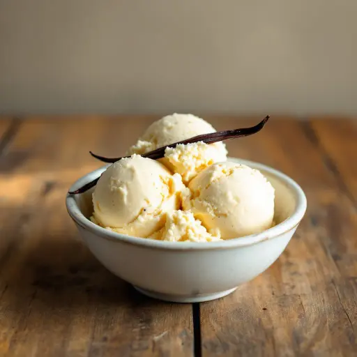 Vanilla Bean Ice Cream styled food shot