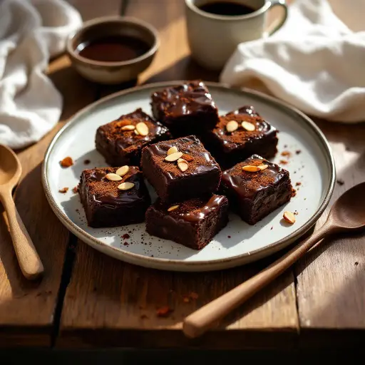 Vegan Chocolate Avocado Brownies styled food shot