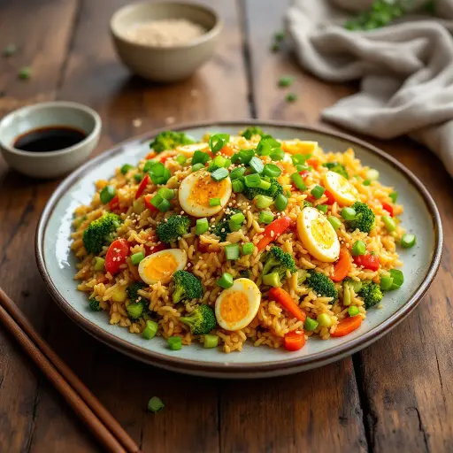 Vegetable Fried Rice styled food shot