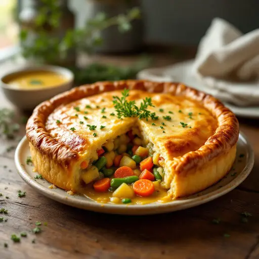 Vegetable Pot Pie styled food shot