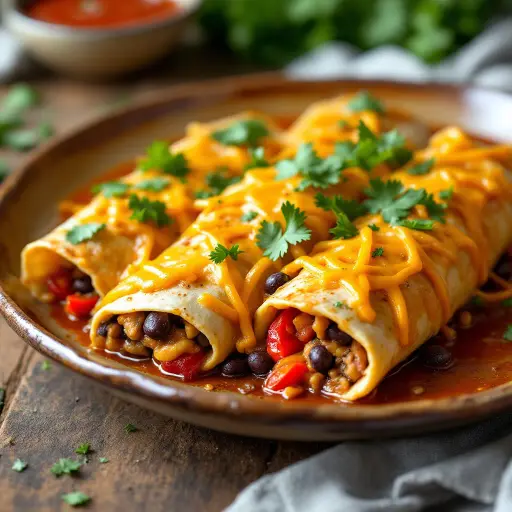 Vegetarian Enchiladas styled food shot