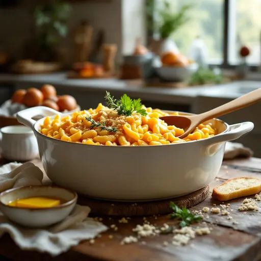 Vermont Cheddar Mac and Cheese styled food shot