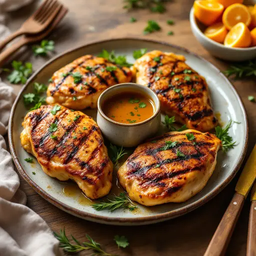 Zesty Grilled Chicken Thighs styled food shot