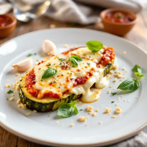 Zucchini Parmesan styled food shot