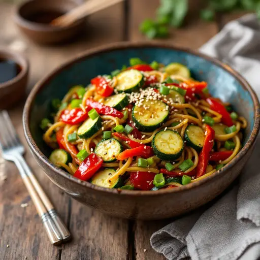 Zucchini Stir-Fry styled food shot